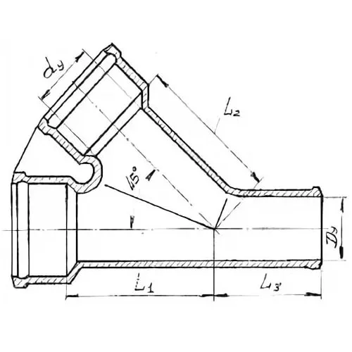 Косые чугунные тройники 45 гр 100x50x165 мм ТК ГОСТ 6942.17-80
